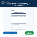 Forms by Phil Daily Employee Priority and Task Sheet