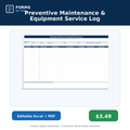 Forms by Phil Preventive Maintenance and Equipment Service Log