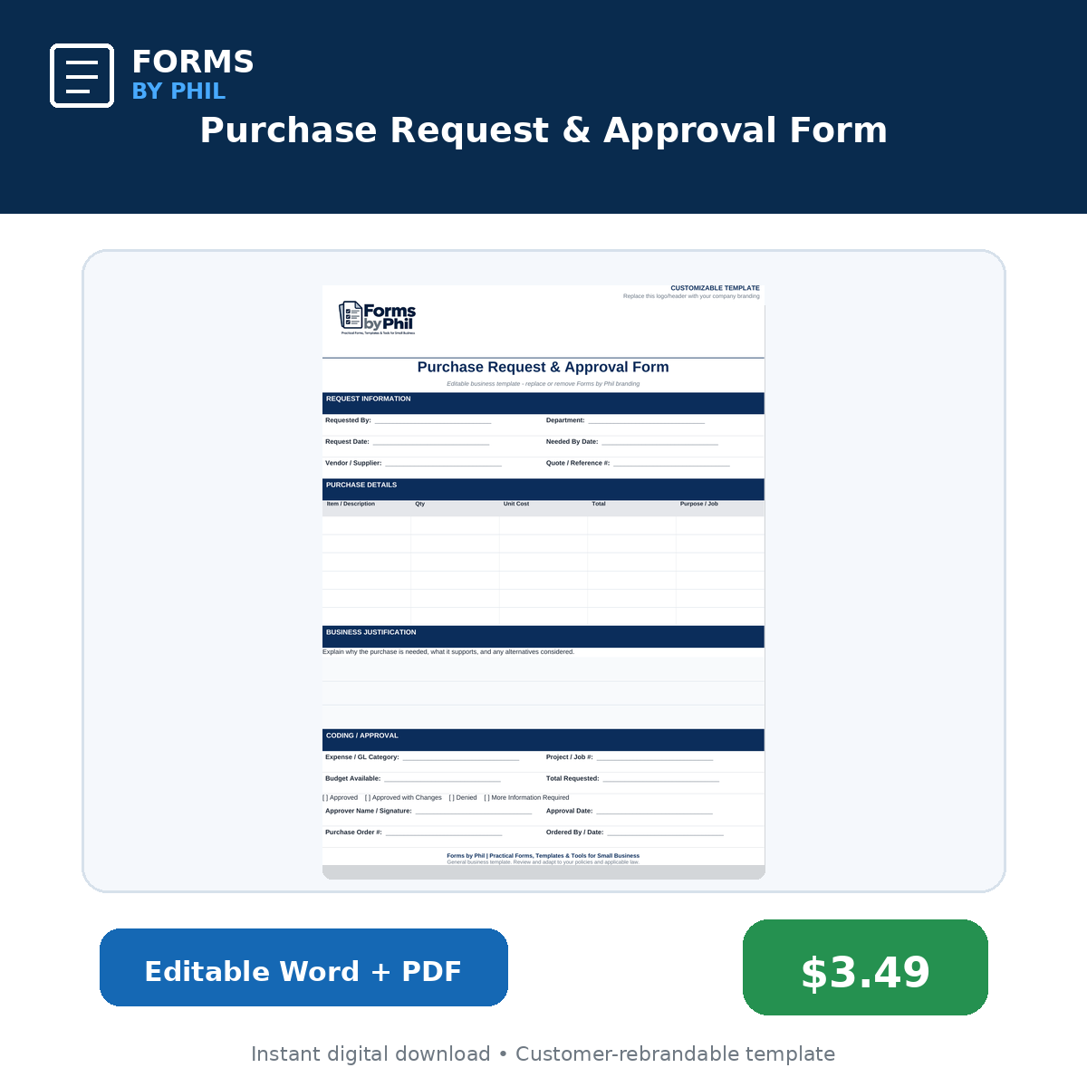 Forms by Phil Purchase Request and Approval Form