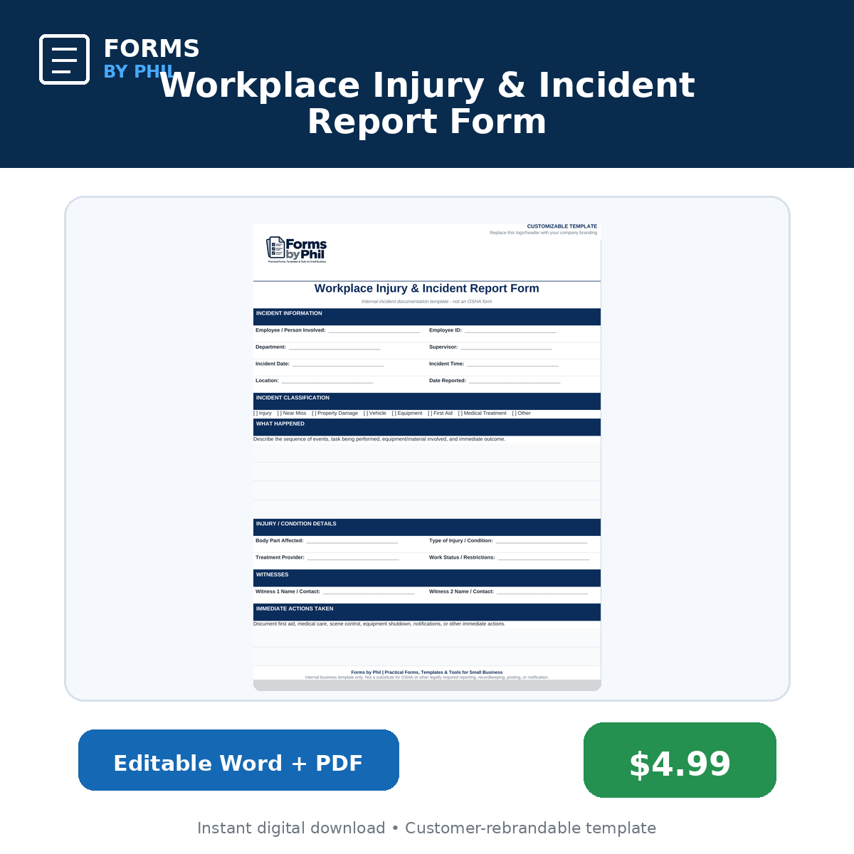 Forms by Phil Workplace Injury and Incident Report Form